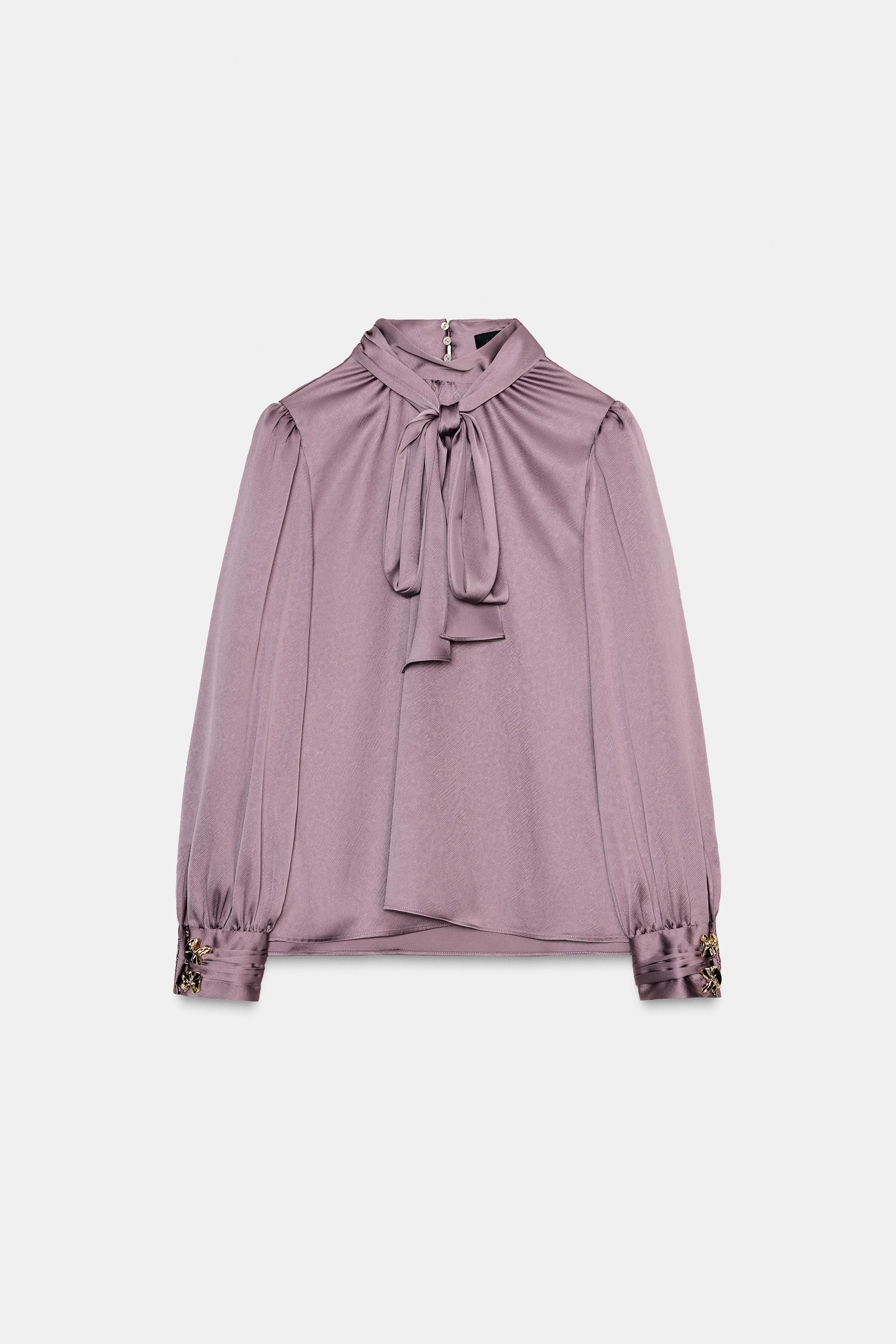 TIED SATIN EFFECT SHIRT